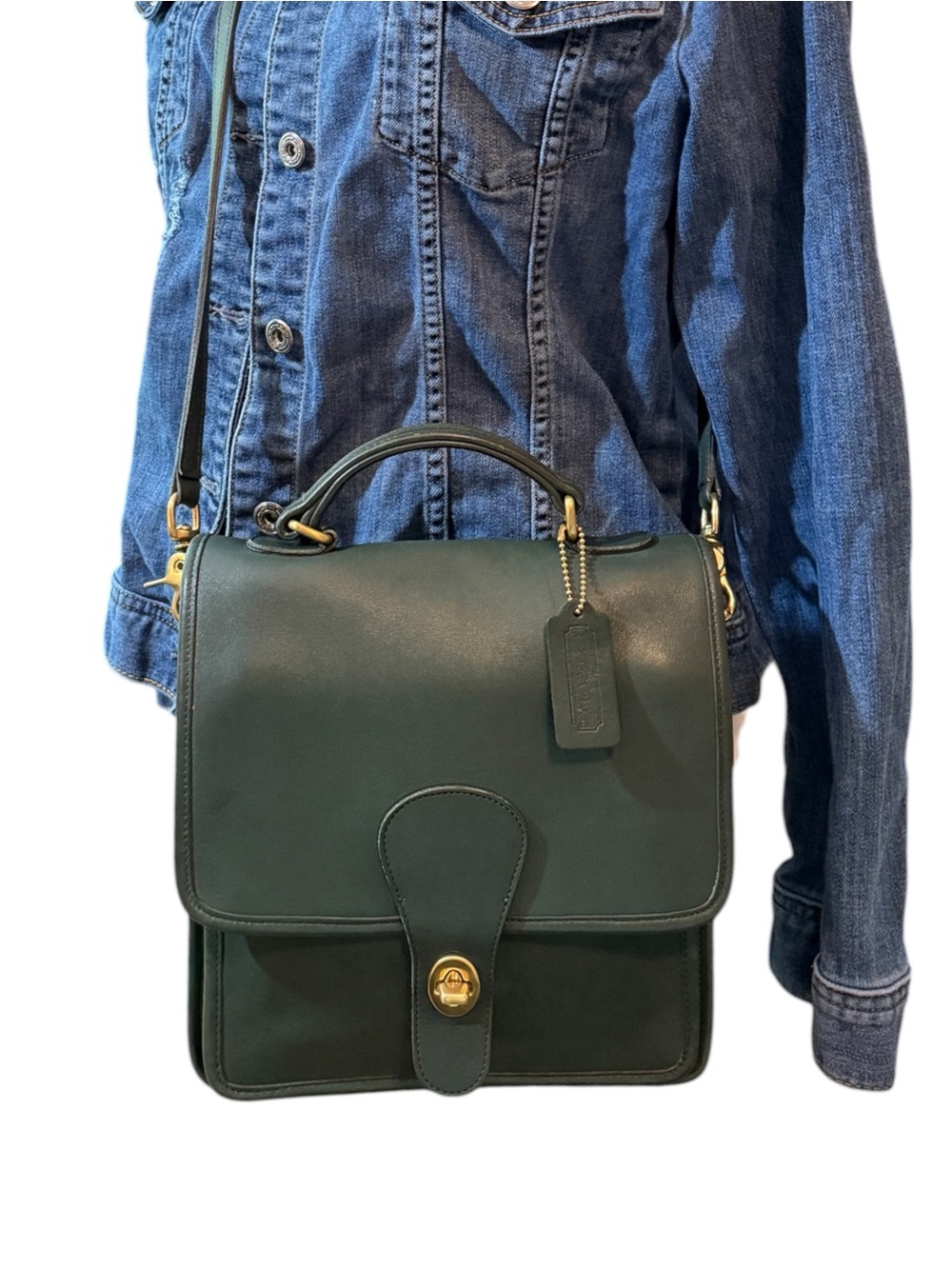 Vintage Coach Bottle Green Leather Station Bag Crossbody #5130, EXCELLENT - Picture 13 of 16